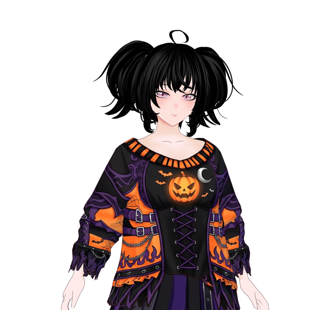 【VRoid】Halloween Gothic Outfit | Pumpkin Witch Costume | Custom Item