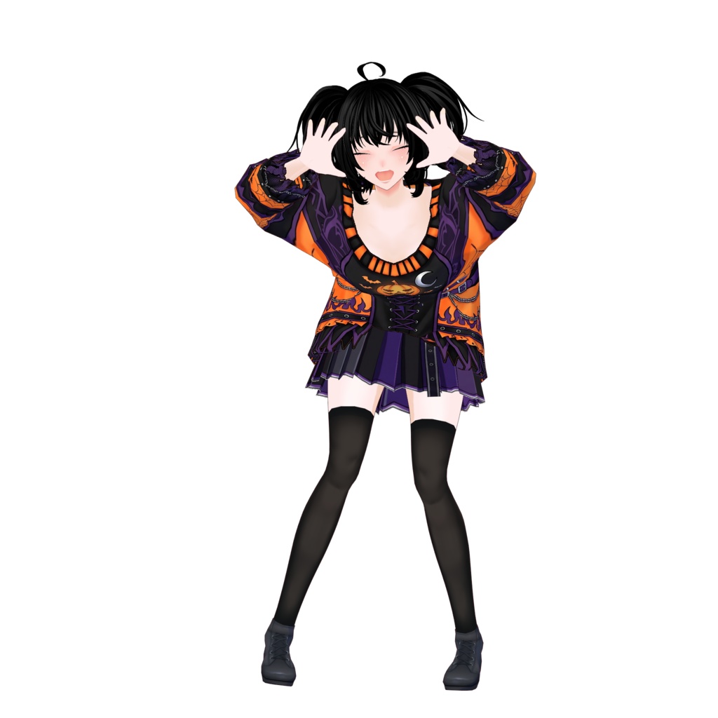 【VRoid】Halloween Gothic Outfit | Pumpkin Witch Costume | Custom Item