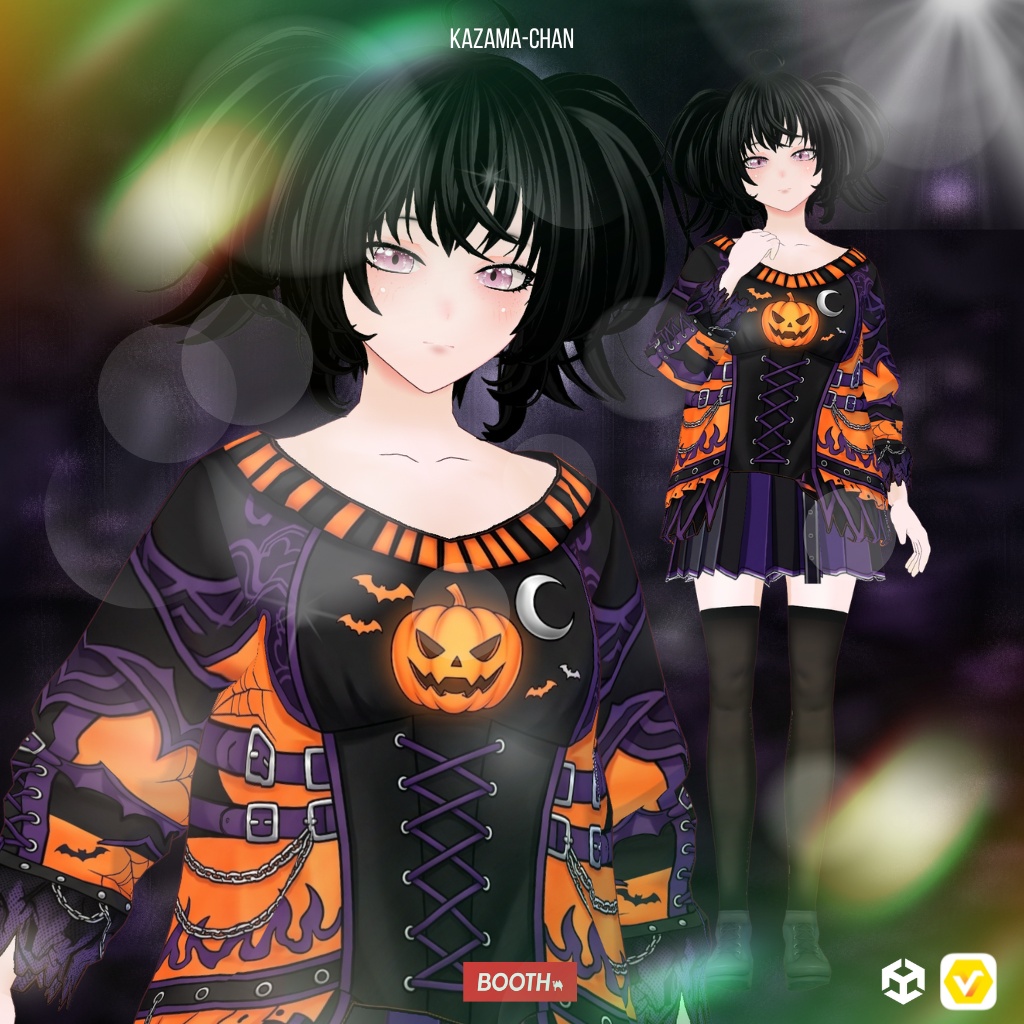 【VRoid】Halloween Gothic Outfit | Pumpkin Witch Costume | Custom Item