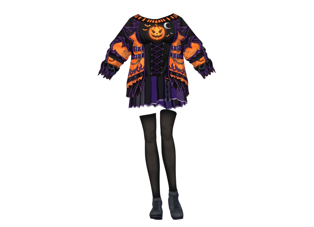 【VRoid】Halloween Gothic Outfit | Pumpkin Witch Costume | Custom Item