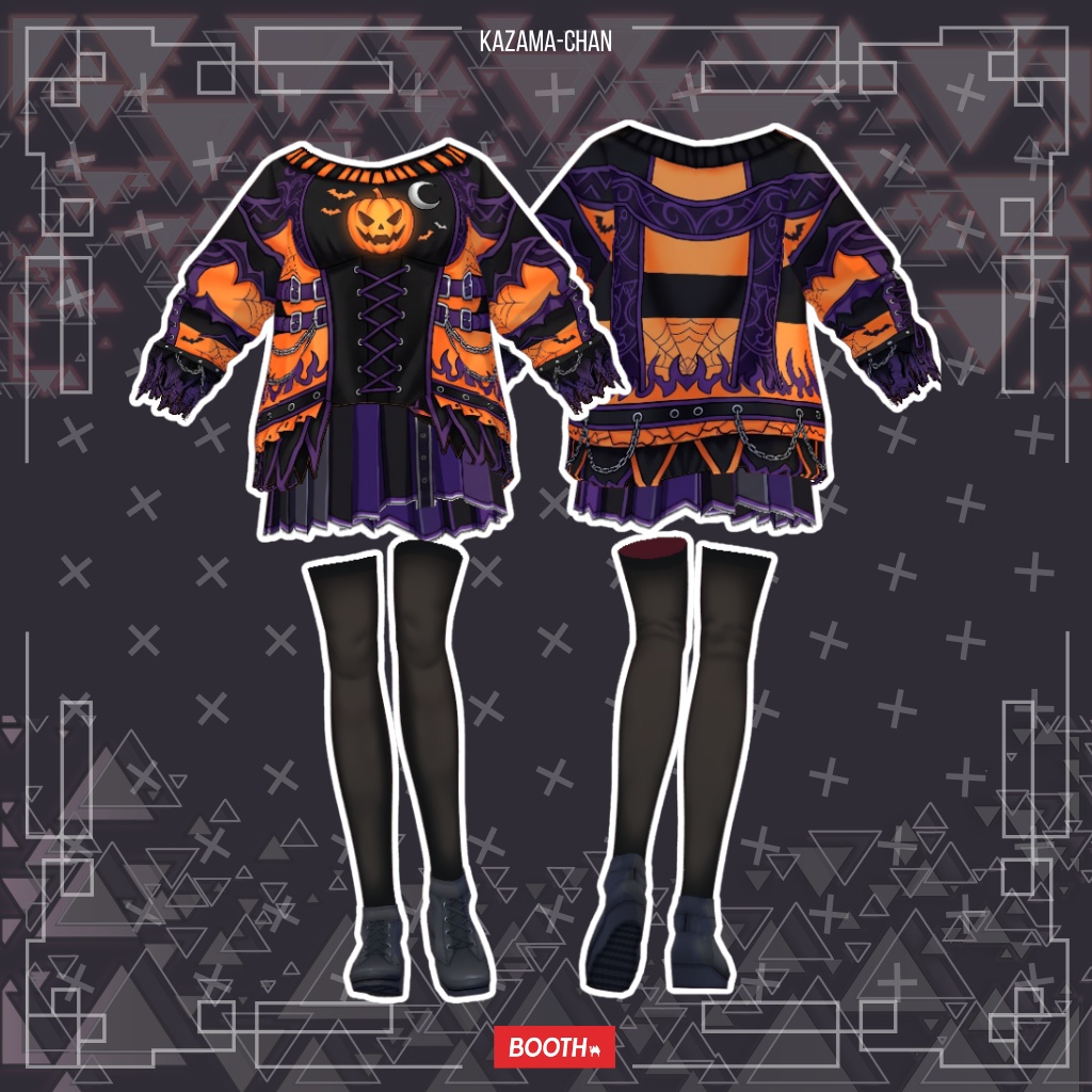 【VRoid】Halloween Gothic Outfit | Pumpkin Witch Costume | Custom Item