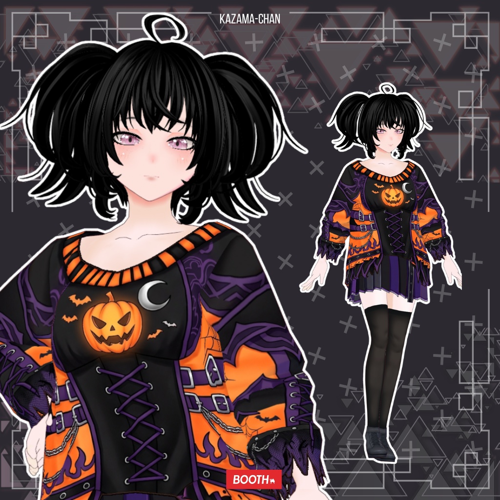 【VRoid】Halloween Gothic Outfit | Pumpkin Witch Costume | Custom Item