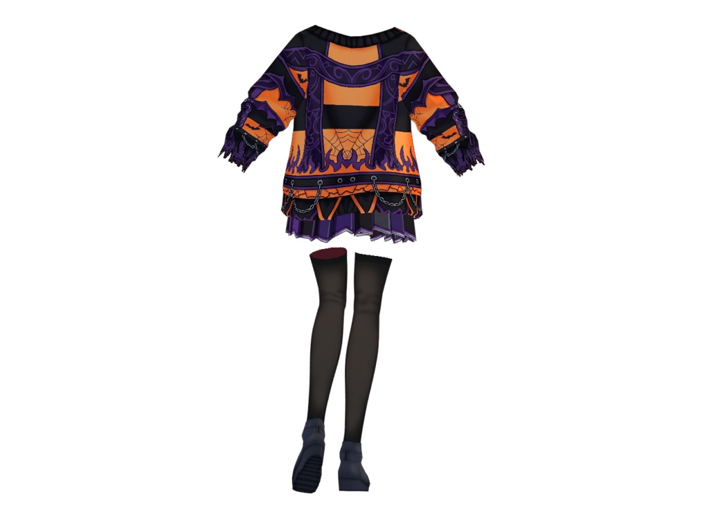 【VRoid】Halloween Gothic Outfit | Pumpkin Witch Costume | Custom Item