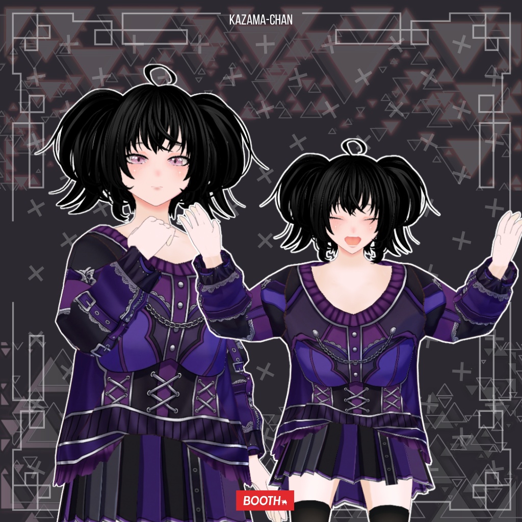 【VRoid】Dark Gothic Corset Outfit | Purple & Black Gothic Fashion | Custom Item