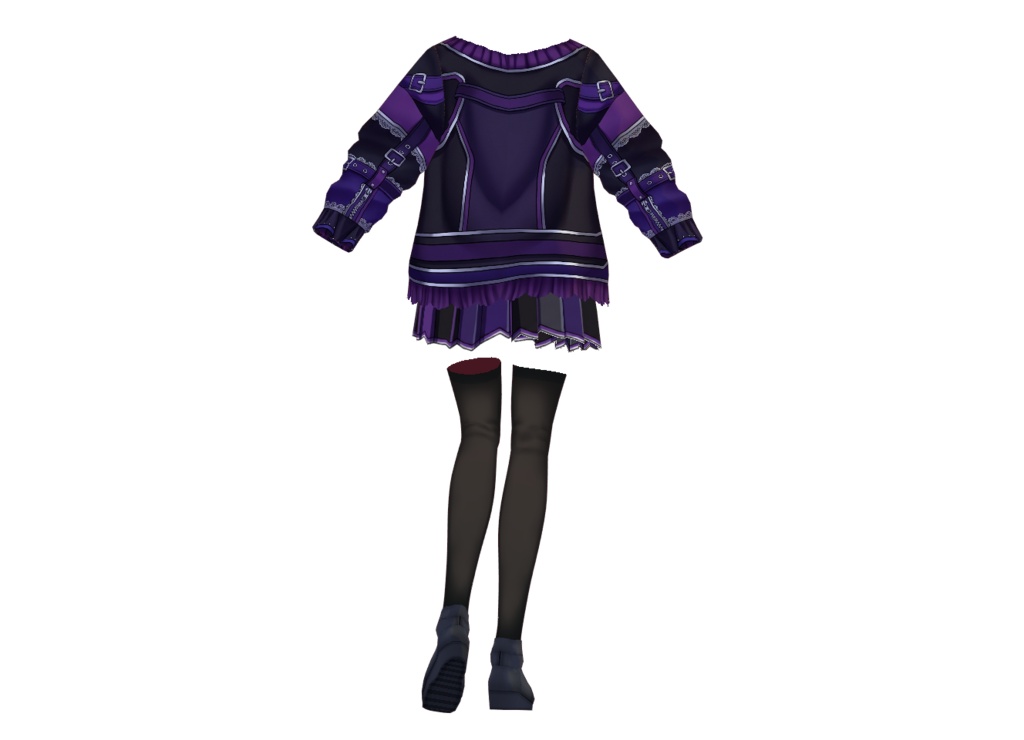 【VRoid】Dark Gothic Corset Outfit | Purple & Black Gothic Fashion | Custom Item