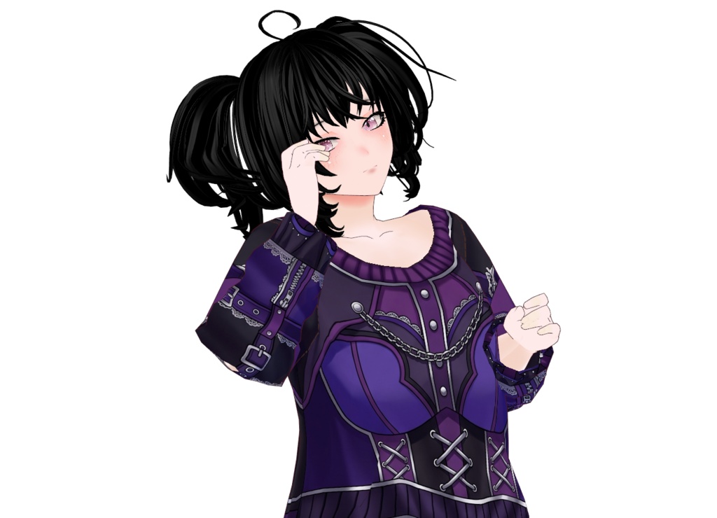 【VRoid】Dark Gothic Corset Outfit | Purple & Black Gothic Fashion | Custom Item