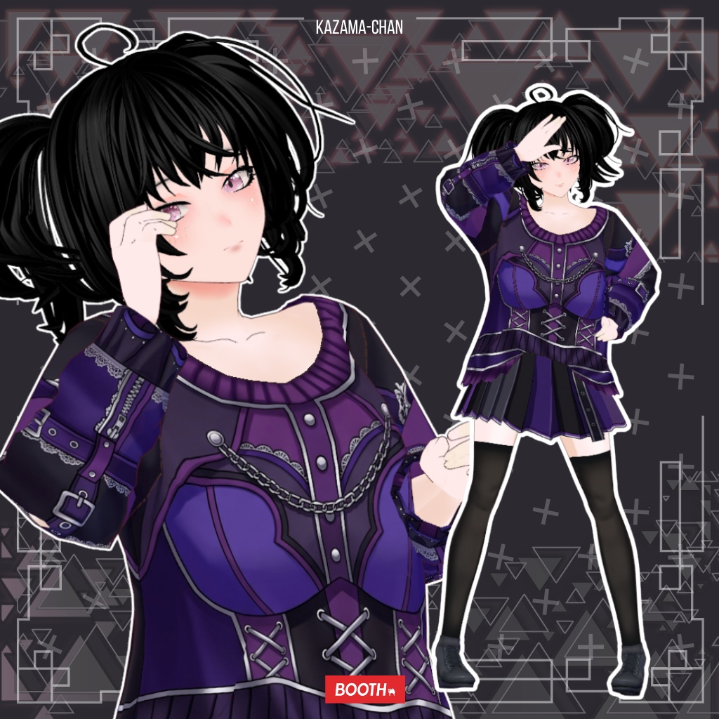 【VRoid】Dark Gothic Corset Outfit | Purple & Black Gothic Fashion | Custom Item