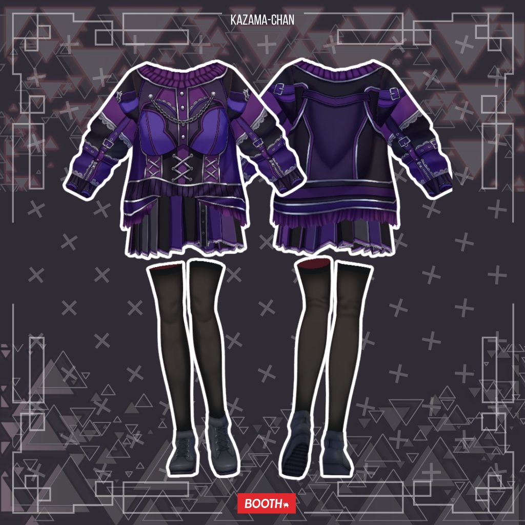 【VRoid】Dark Gothic Corset Outfit | Purple & Black Gothic Fashion | Custom Item