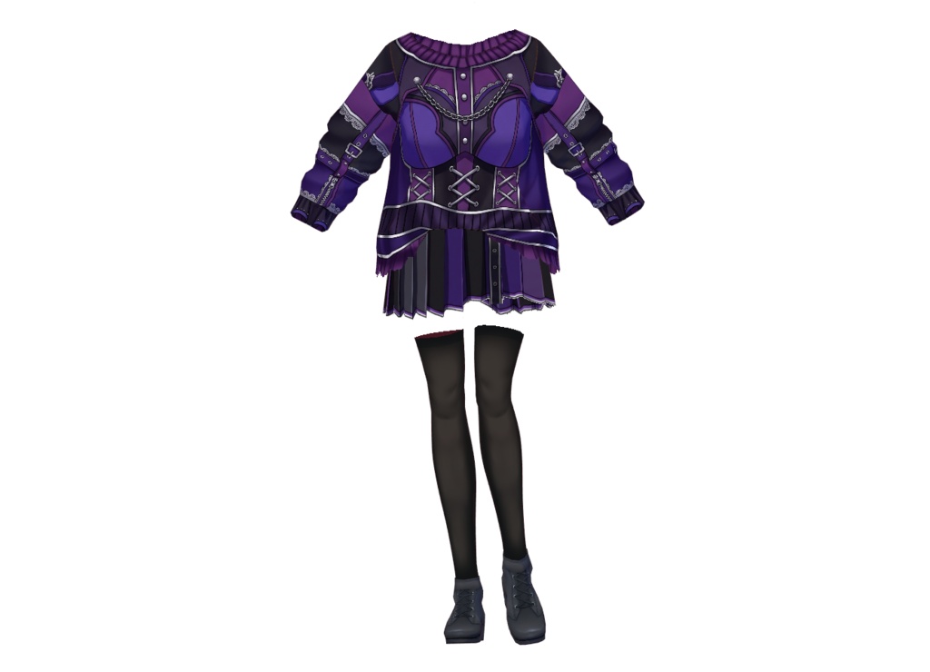 【VRoid】Dark Gothic Corset Outfit | Purple & Black Gothic Fashion | Custom Item