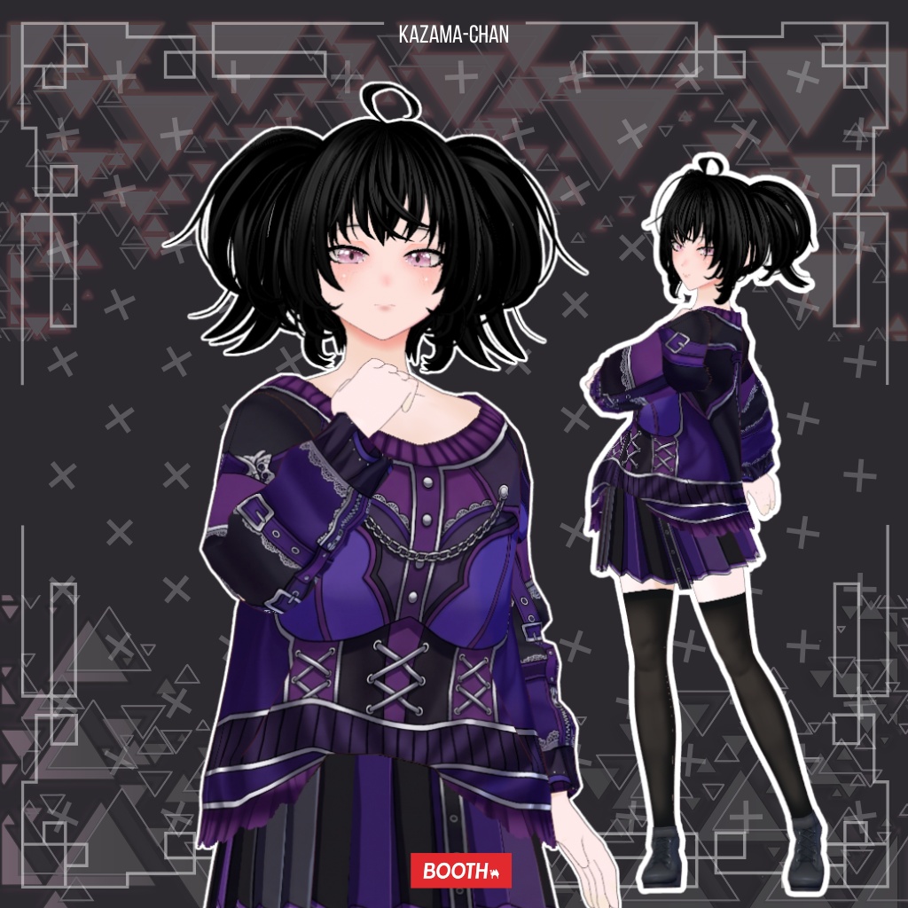 【VRoid】Dark Gothic Corset Outfit | Purple & Black Gothic Fashion | Custom Item