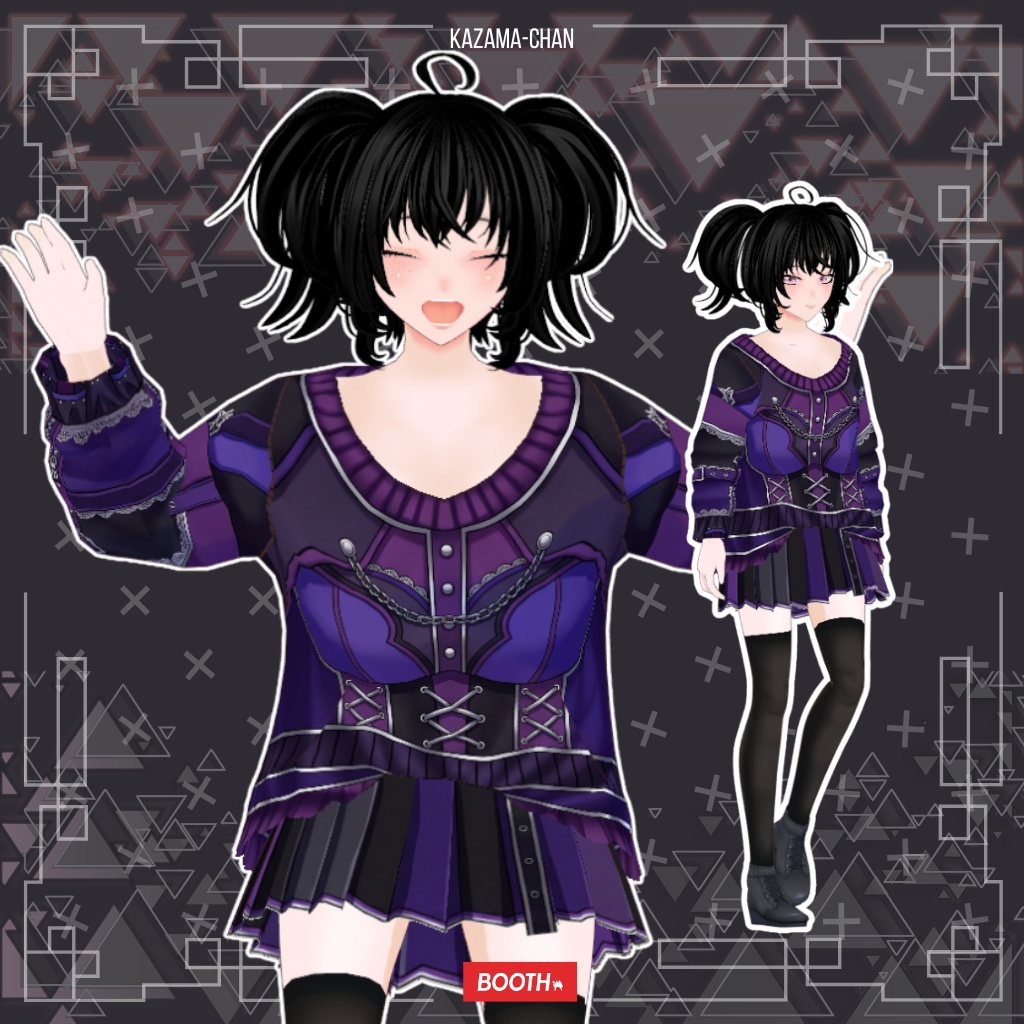 【VRoid】Dark Gothic Corset Outfit | Purple & Black Gothic Fashion | Custom Item