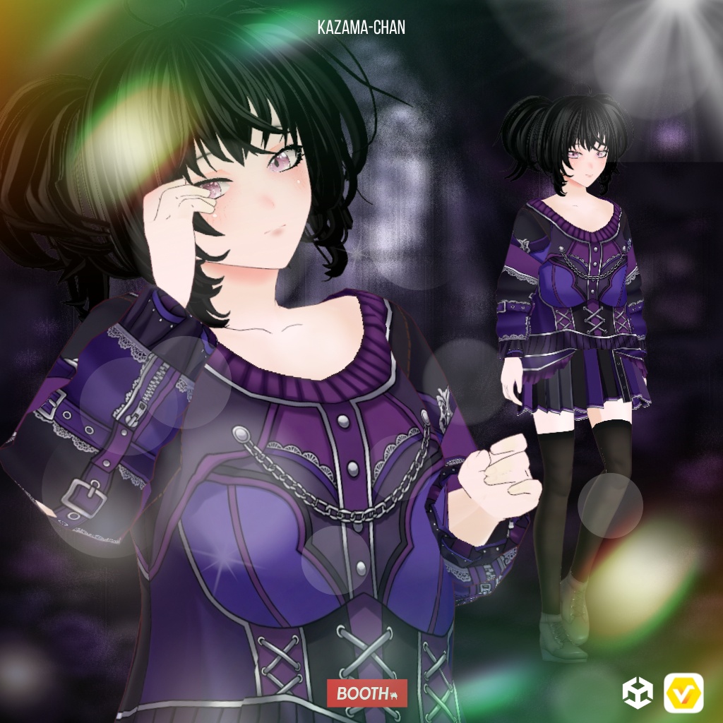 【VRoid】Dark Gothic Corset Outfit | Purple & Black Gothic Fashion | Custom Item