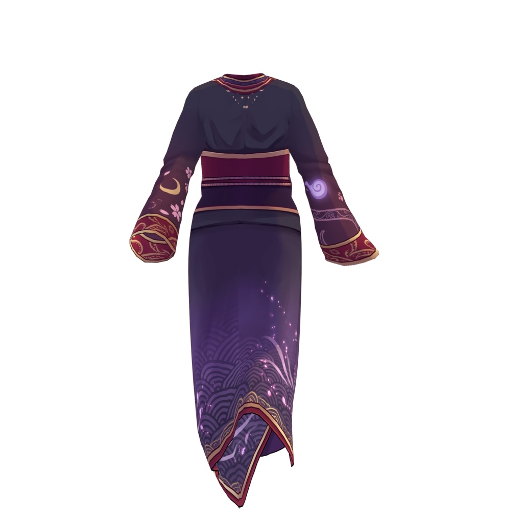 【VRoid】Japanese Gothic Kimono Outfit | Dark Fantasy Yukata | VRoid Custom Item