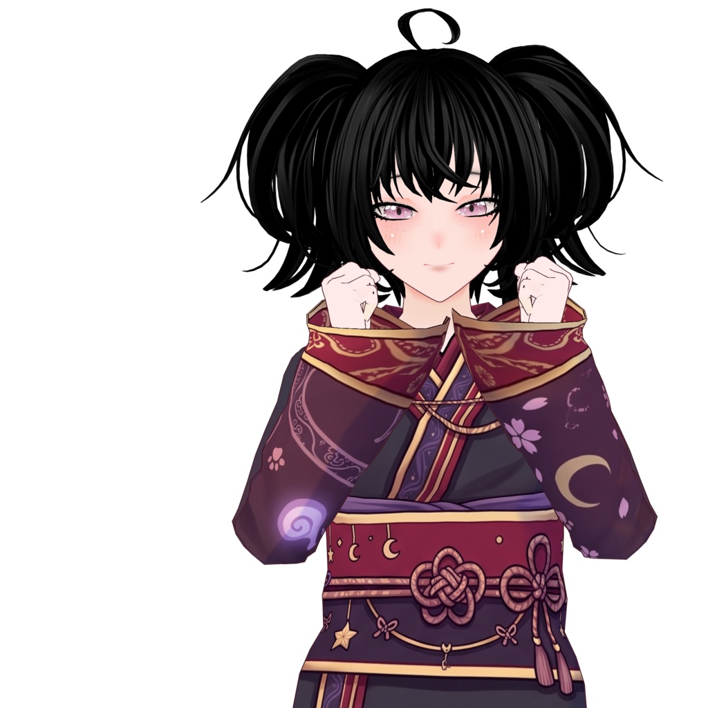 【VRoid】Japanese Gothic Kimono Outfit | Dark Fantasy Yukata | VRoid Custom Item