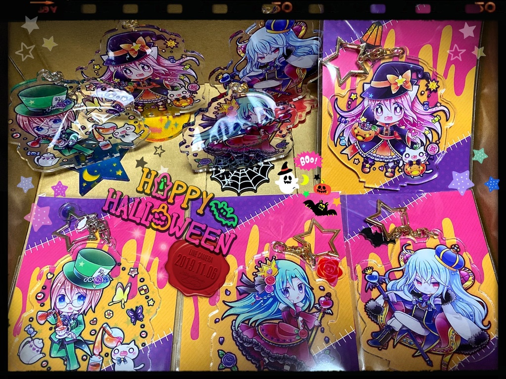 創作*ハロウィン魔女ねこもどきアクリルフィギュアスタンド