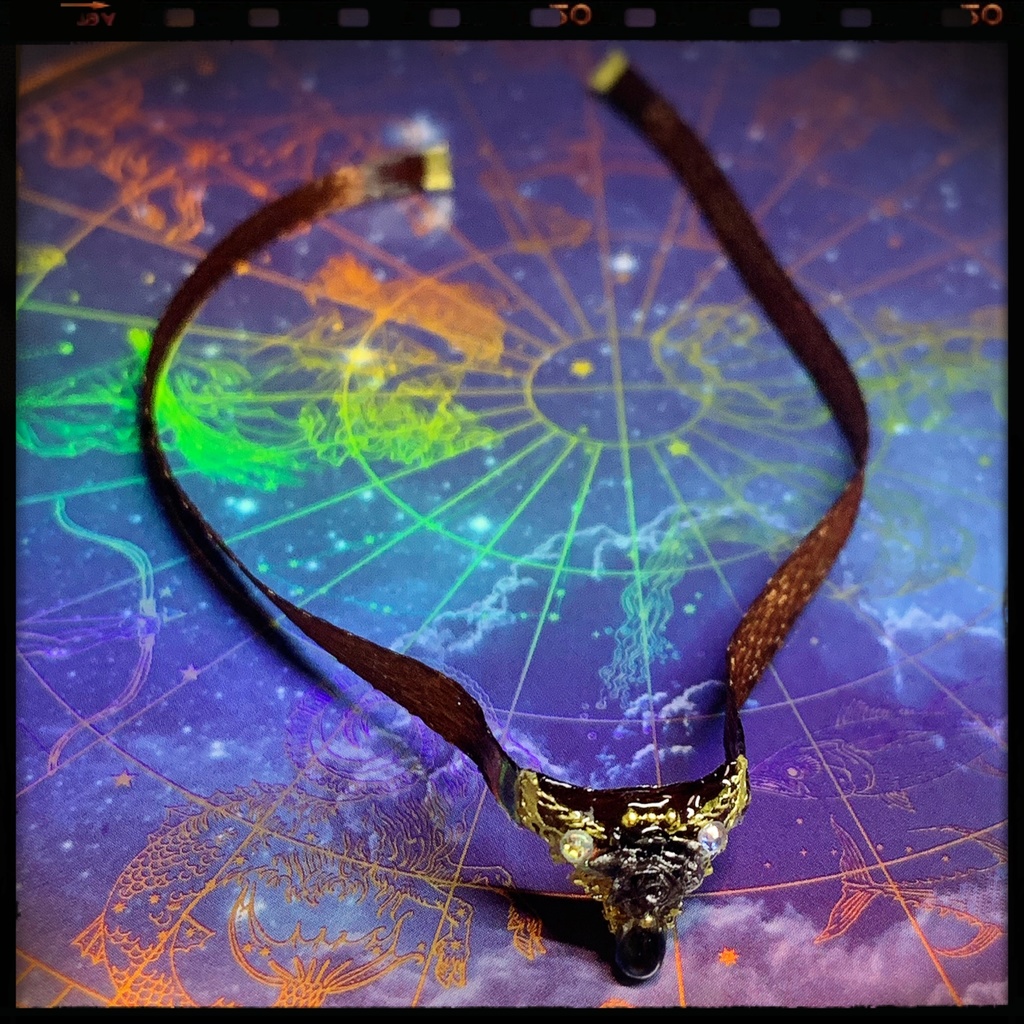 薔薇雫のリボンチョーカー:シチリアの追憶等小サイズドール用アクセサリー