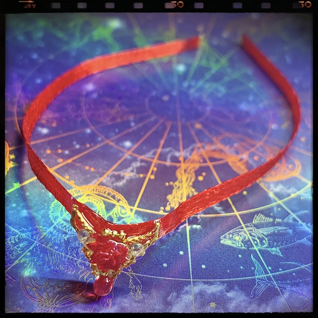 薔薇雫のリボンチョーカー:シチリアの追憶等小サイズドール用アクセサリー