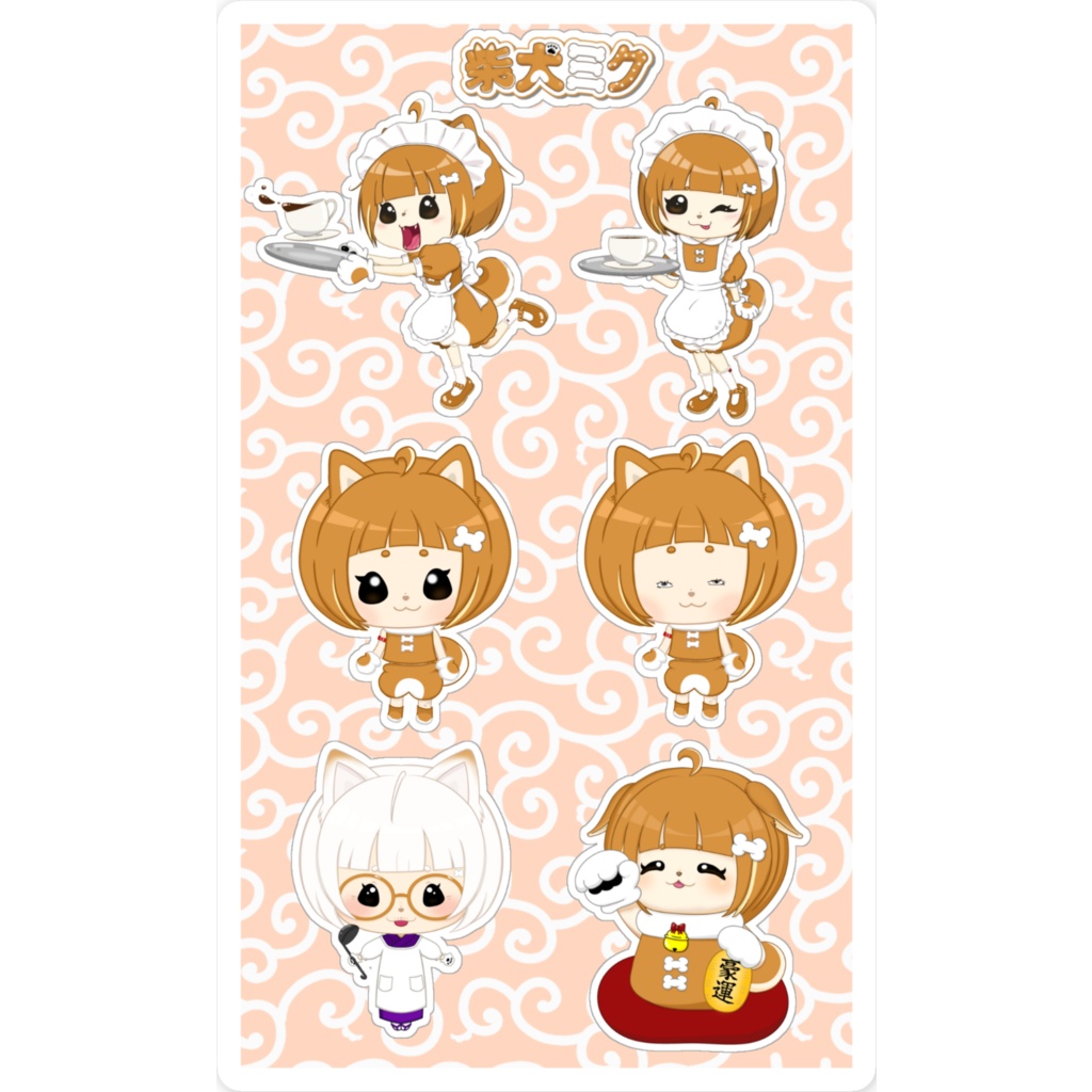柴犬ミク シールシート風スマホステッカー