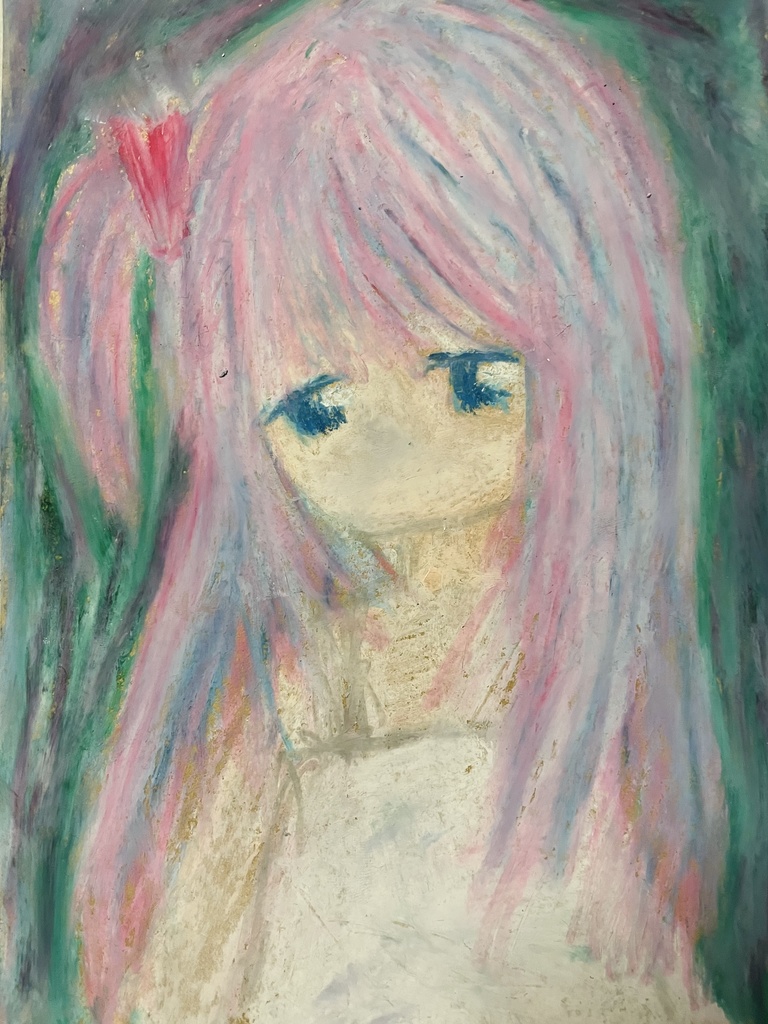 赤いシュシュの女の子