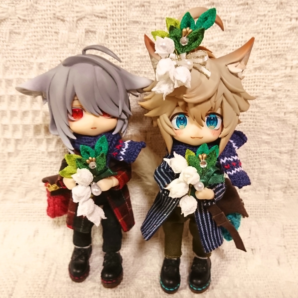 つまみ細工の鈴蘭飾り(磁石式・ねんどろいど頭部用