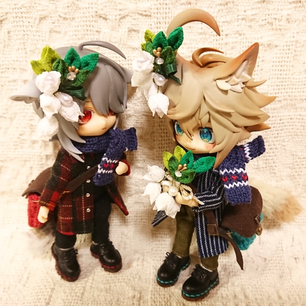 つまみ細工の鈴蘭飾り(磁石式・ねんどろいど頭部用