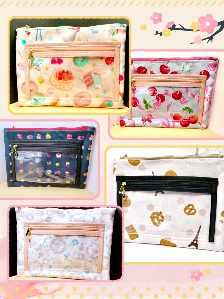 クリアポケット付きフラットポーチ👝