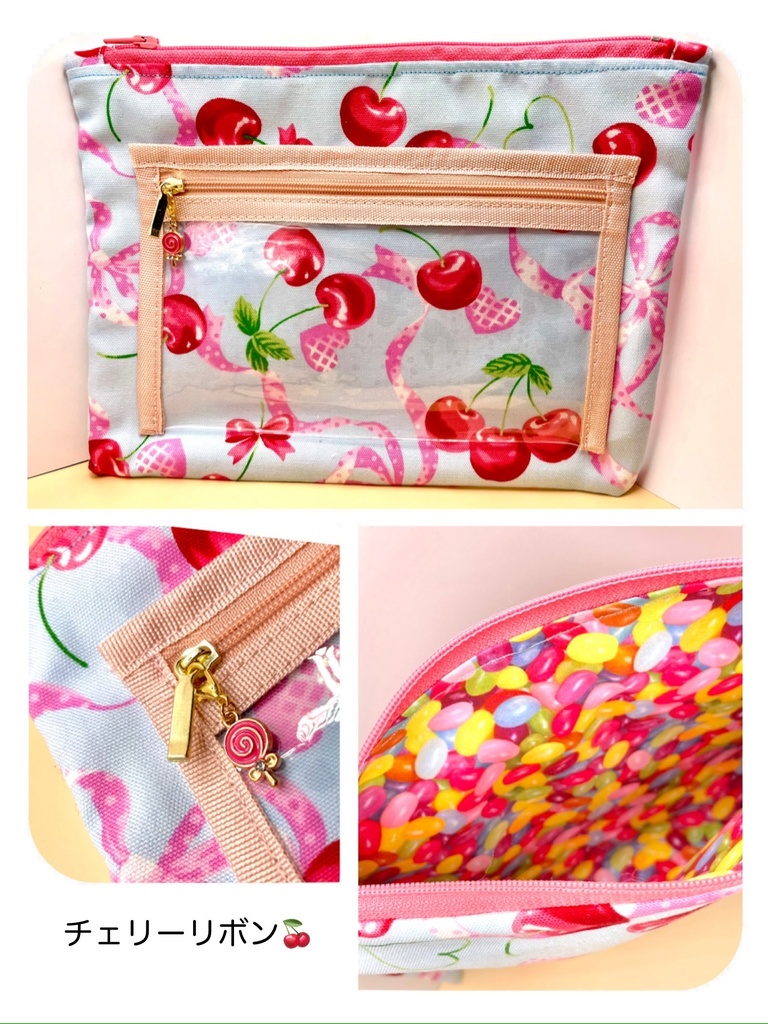 クリアポケット付きフラットポーチ👝