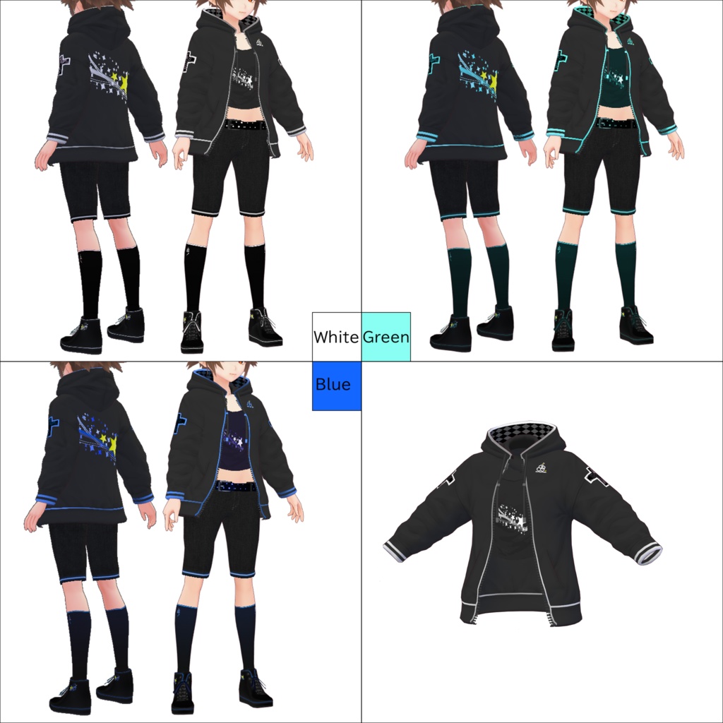 【Vroid用】 Parker Set EC-001 6C(カラーバリエーション 6色付属)