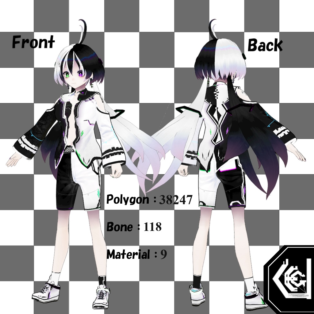 【VRoidベースVRM形式 オリジナル3Dモデル】Rone・Siroro=Kuroro