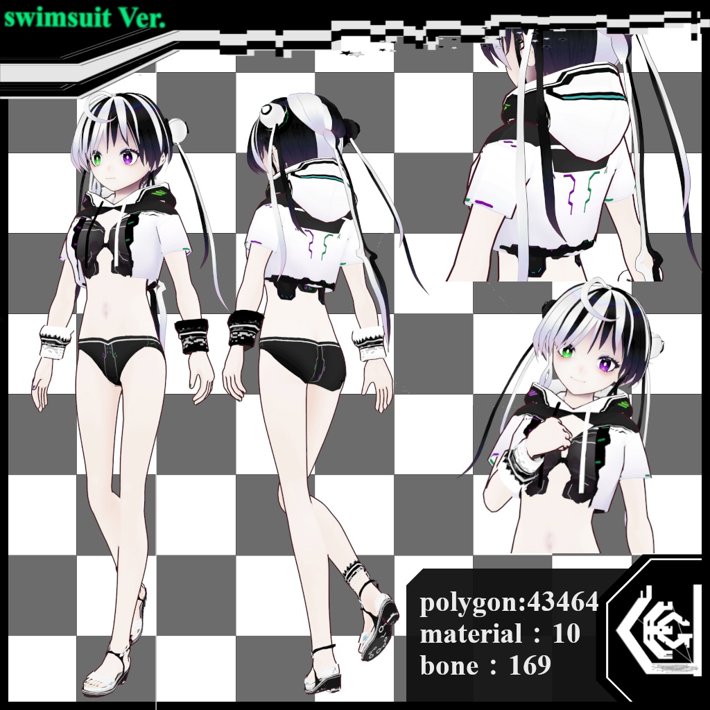 【VRoidベースVRM形式 オリジナル3Dモデル】Rone・Siroro=Kuroro