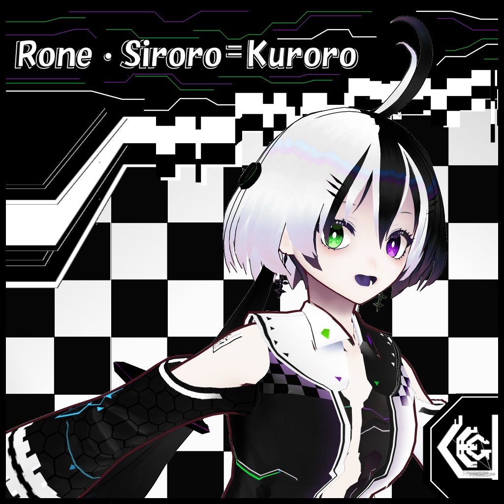 【VRoidベースVRM形式 オリジナル3Dモデル】Rone・Siroro＝Kuroro