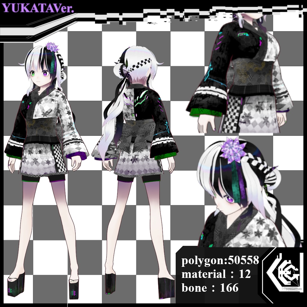 【VRoidベースVRM形式 オリジナル3Dモデル】Rone・Siroro=Kuroro
