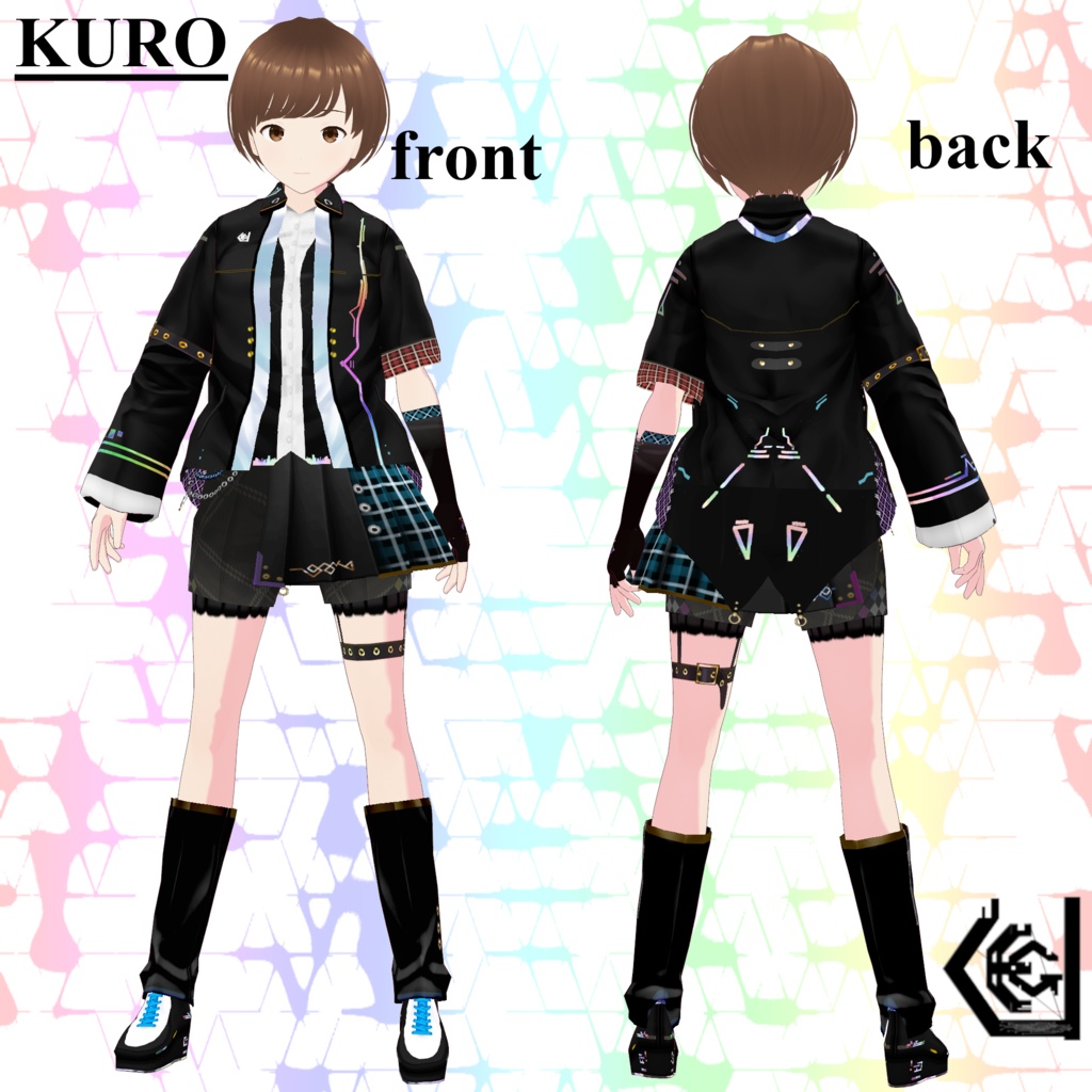 【VRoid 正式版 clothing texture】RainbowLine SchoolGirl KURO/SIRO