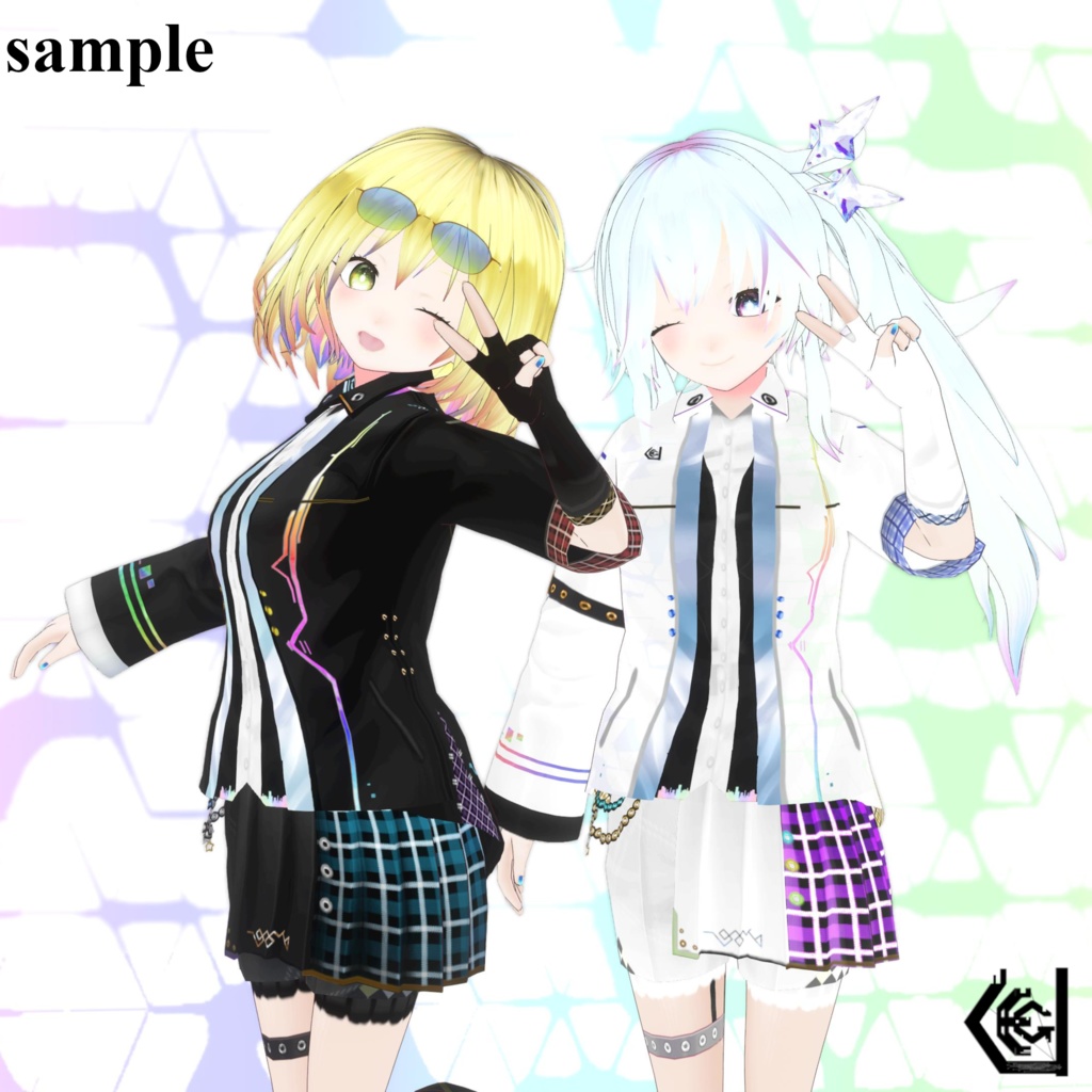 【VRoid 正式版 clothing texture】RainbowLine SchoolGirl KURO/SIRO