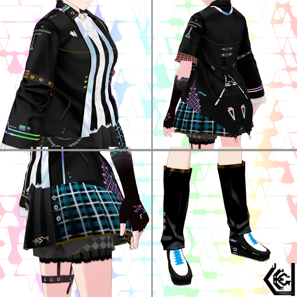 【VRoid 正式版 clothing texture】RainbowLine SchoolGirl KURO/SIRO