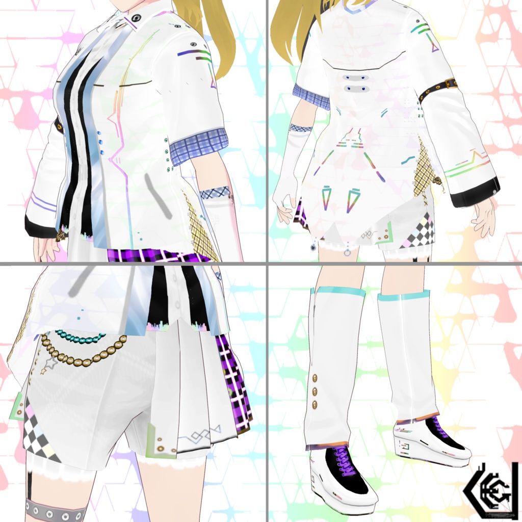 【VRoid 正式版 clothing texture】RainbowLine SchoolGirl KURO/SIRO