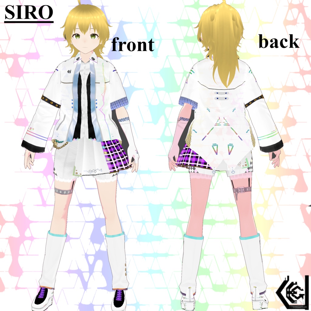 【VRoid 正式版 clothing texture】RainbowLine SchoolGirl KURO/SIRO
