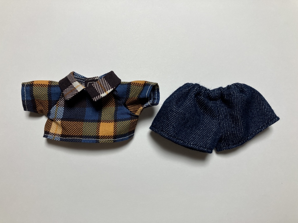 チェック×デニム