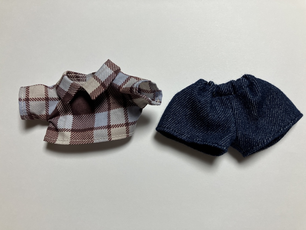 チェック×デニム