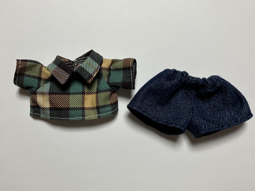 チェック×デニム