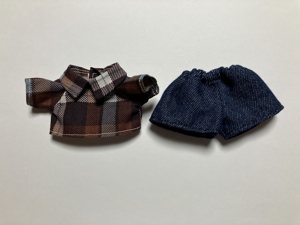 チェック×デニム