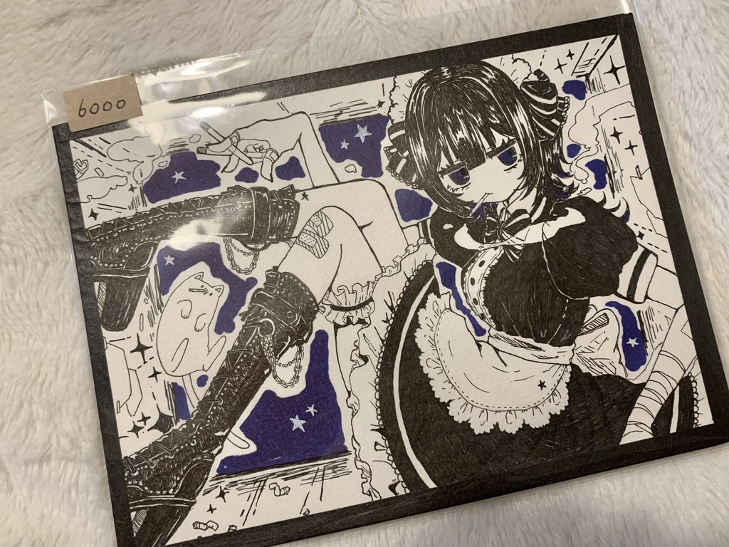 黒髪メイドちゃん手作りポストカード