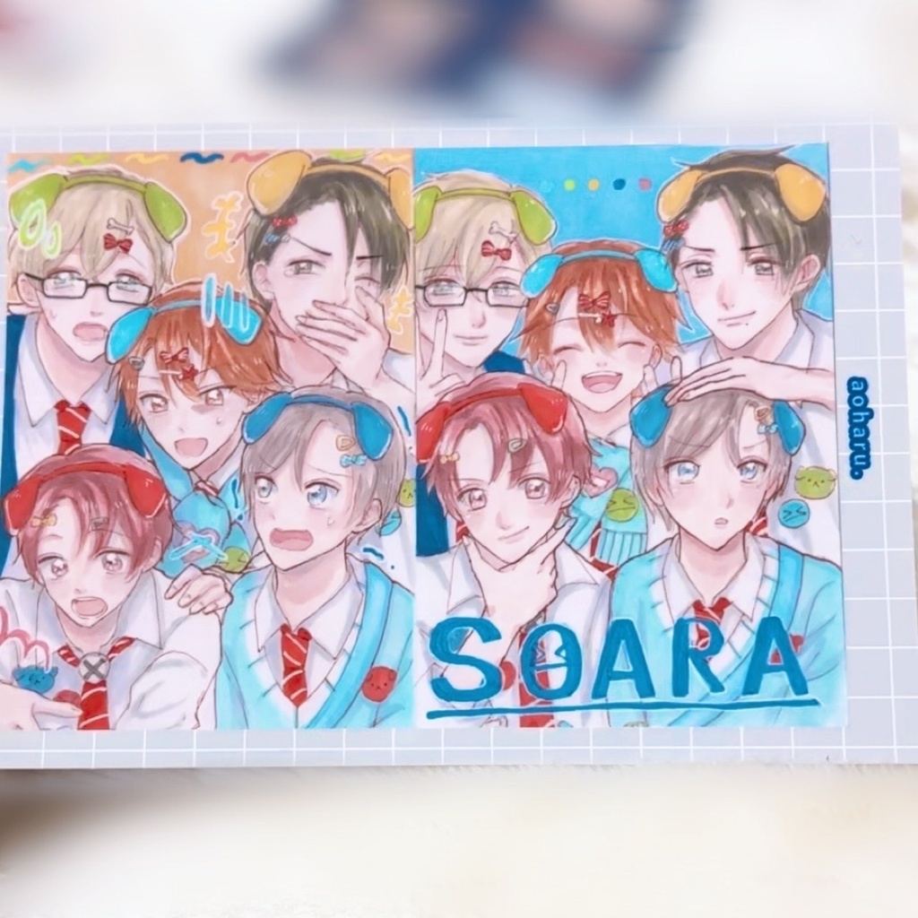 SOARAキラキラシール(大小5種1組)+ポストカード(2種1組)セット