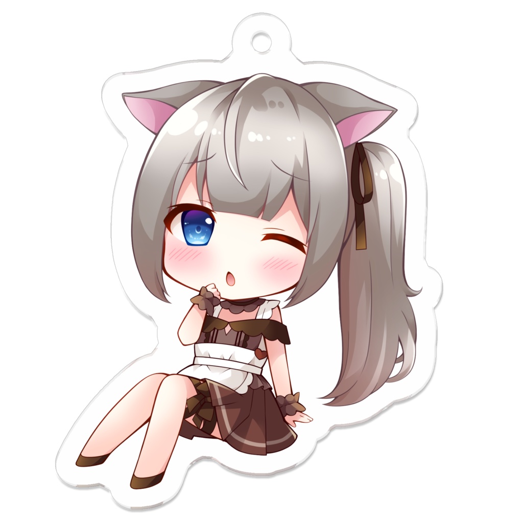 [Blushing] Acrylic Keychain Chocolate Dress ver.【照れ顔】ちびナ子アクキー チョコワンピver.