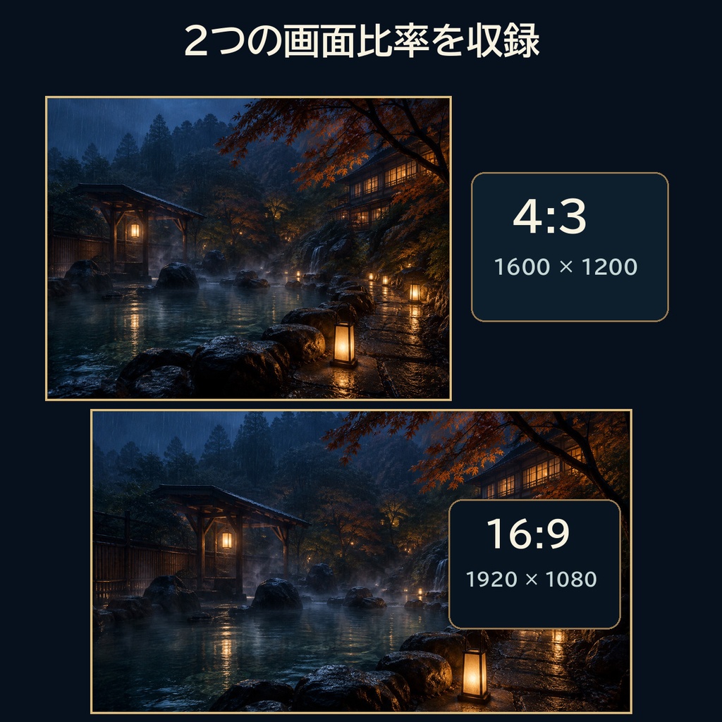 雨の夜の温泉街|和風TRPG背景36枚【4:3・16:9/ココフォリア対応】