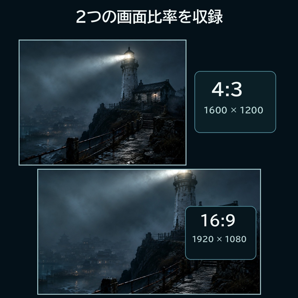 霧に沈む港町|海洋ホラーTRPG背景36枚【4:3・16:9/ココフォリア対応】