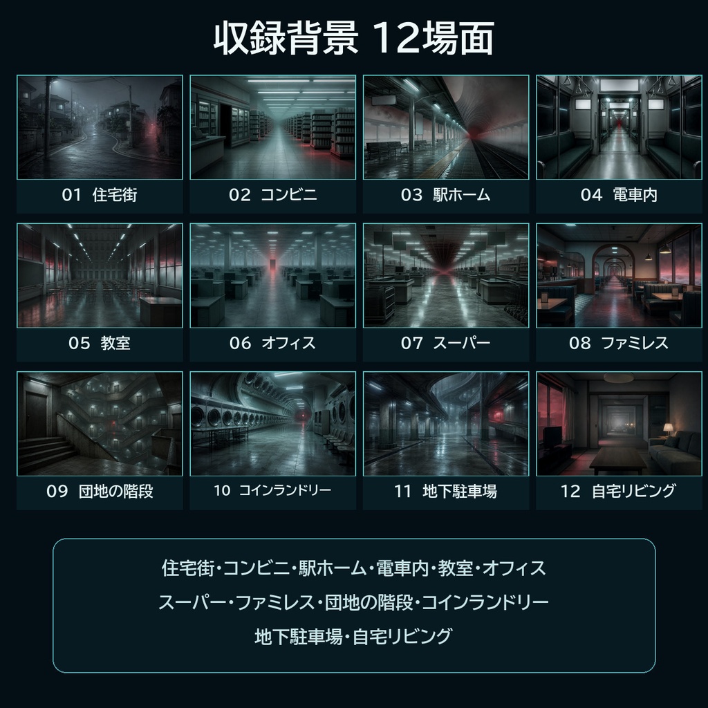 異界化した日常空間|現代ホラーTRPG背景36枚【4:3・16:9/ココフォリア対応】