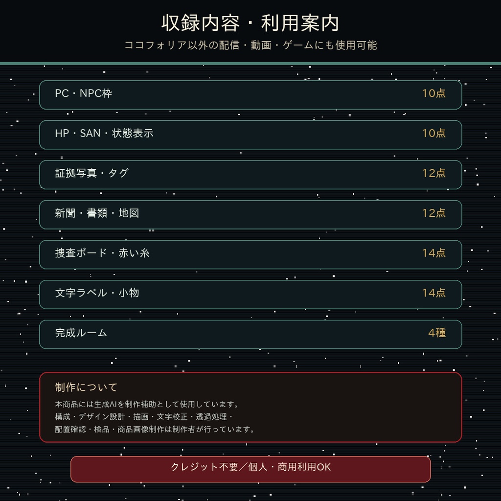 ココフォリア部屋丸ごと素材|刑事・捜査卓セット【透過PNG72点+完成ルーム4種】