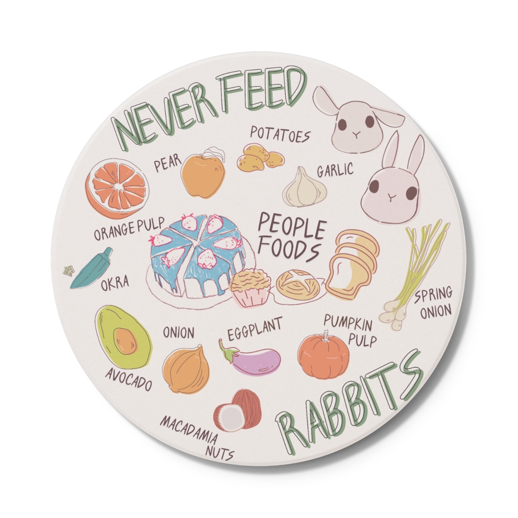 NEVER FEED RABBITS コースター 丸
