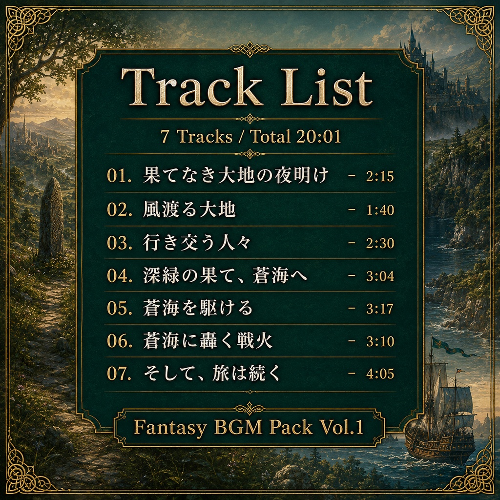 Fantasy BGM Pack Vol.1【ファンタジーRPG向けBGM素材集】